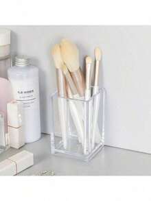 1pc Transparent Acrylic Pencil Holder - Made Of PP Material, For Organizing Pencils, Brushes And Stationery - Suitable For School, Office And Desk Use, Stationery Organizer, Plastic Organizer