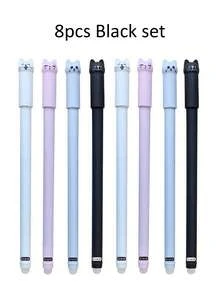4Pcs Cat Erasable Gel Pen 0.5mm Magic Ink Blue Black Pen Set With Rubber Eraser Creative School Stationery Back To School - Sets - View 15