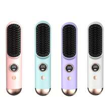 Cordless Hair Straightener Brush-Portable Straightening Comb, 2000mAh Batt, Plasma Tech, 9 Temp-Settings & LED Display, For Travel & Home Battery Capacity 2000mAh