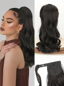 Easy-To-Use 14" Wavy Ponytail Extension- Natural Curly Synthetic Hairpiece For Women, Lightweight& Secure Clip-In Design - Multicolor - View 11