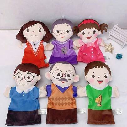 新卡通家庭人物男孩互動毛絨玩具手偶，親子互動，幼兒教育禮物