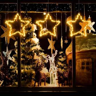 1/3 Packs Christmas Window Star Lights Battery Operated Christmas Decorations 8 Lighting Modes With 1/3 Remote Controls For Home Outdoor Indoor Porch Party New Year Xmas Decoration Warm White Christmas Decoration XMAS Decor Christmas Tree Gift Decor Thanksgiving Wedding Home Decor Home Decor Fall Decor Autumn Decor Birthday Decorations For Gifts Party Supplies Indoor Outdoor Garden Holiday Festival Decor Halloween Decor Wall Decor Halloween Ornaments