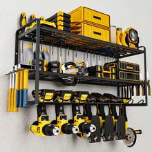 Heavy-Duty Metal Wall-Mounted Power Tool Storage Rack With Charging Station - All-In-One Tool Organizer With Drill Holders, Battery Storage & Charging Station, Space-Saving Garage Workshop Shelf For Cordless Drills, Batteries, Wrenches, Screwdrivers - Ideal Gift For Men, Boyfriend (Birthday, Valentine'S Day, New Year Gifts) - Durable Metal Construction, Tool Rack For Garage, Workshop, Home Organization, Wall Mounted Tool Organizer, Tool Rack, Tool Holder Wall Mount, Garage