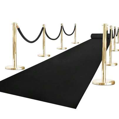 Black Carpet Runner For Party, Premium 160 GSM Felt Non-Woven Fabric Runway Rug For Party Wedding & Special Events,Rolled Package Without Creases (Black, 3X15 Ft)