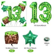 1 Set mit 40 Zoll grünen Zahlenballons 0-9, moderne Pixel-Stil grüne Folienballons, Pixel-Würfel Aluminiumfolienballons geeignet für grüne Geburtstagballons, Pixel-Welt-Spiel-Thema Geburtstagsdekoration, Spiel-Thema Geburtstagsdekoration, geschlechtsneutrale Geburtstagsdekoration, Abschlussfeier, Jahrestag, Feier, Familientreffen, Feiertagsdekoration, Wald-Thema Geburtstag, Themen-Geburtstag, Fotorequisiten. - Verschiedenfarbig - Übersicht 27