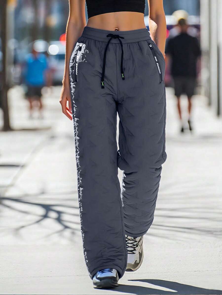 Plus Size Women Winter Fleece Lined Straight Leg Sweatpants, Warm Casual Pants, Autumn/Winter