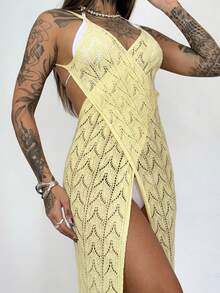 Beach Cover-Up, Pool, Lace, Knit, Summer, Vacation Dress - Amarillo - Ver 5