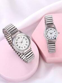 Reloj de pulsera de cuarzo con correa elástica y esfera con números arábigos - Múltiples colores para uso diario | Regalo ideal para ancianos, hombres, mujeres, parejas, padres, abuelos en cumpleaños, aniversarios y días festivos