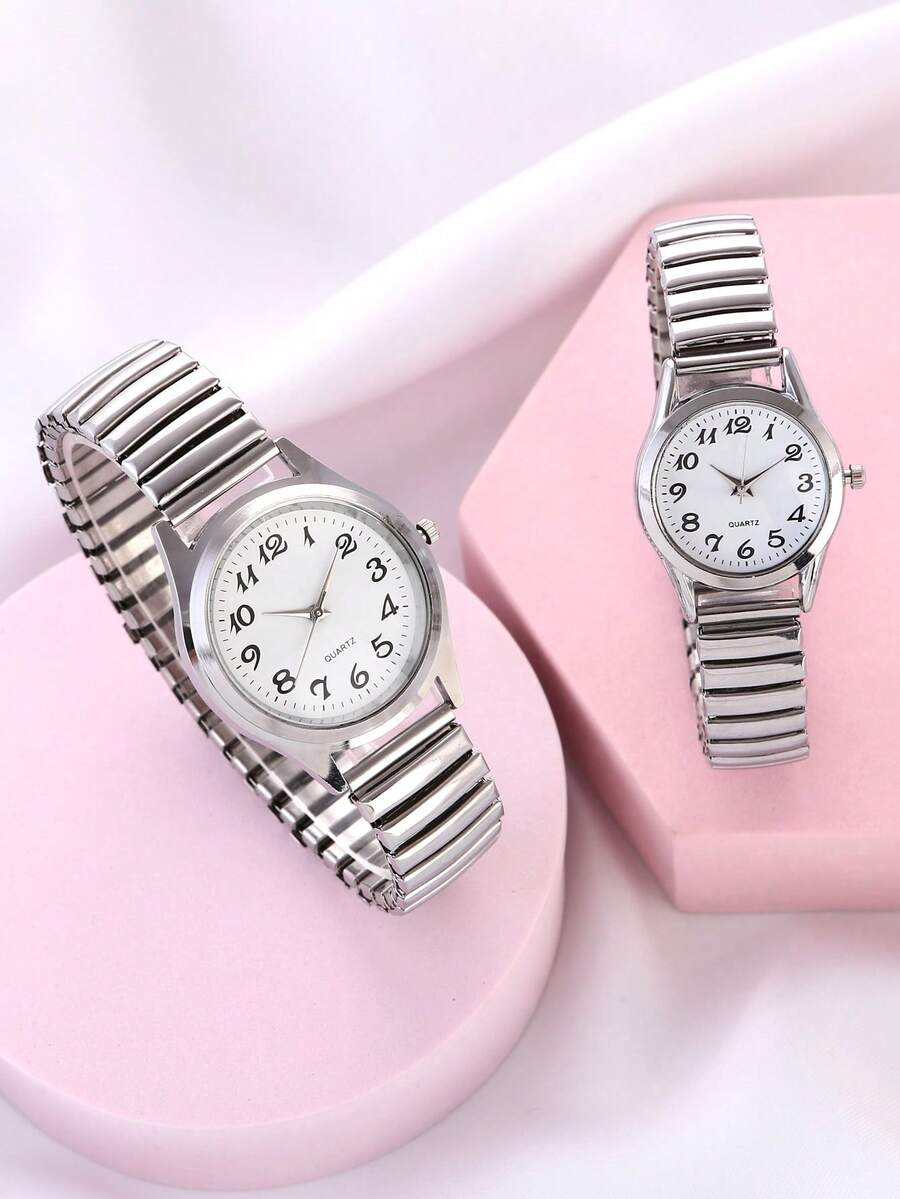 Reloj de pulsera de cuarzo con correa elástica y esfera con números arábigos - Múltiples colores para uso diario | Regalo ideal para ancianos, hombres, mujeres, parejas, padres, abuelos en cumpleaños, aniversarios y días festivos