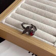 Dark Style Black Crow Ring For Women, Fashion Simple Adjustable Open Small Niche Index Finger Ring. - A - Xem 6