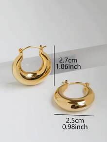 1 对优雅简约光滑几何日常通勤百搭时尚圈形耳环女士
