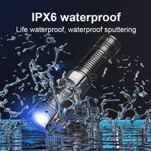 高亮度可充電戰術 LED 手電筒，20W 高功率，3 種照明模式，數位顯示，USB 充電，長距離可變焦便攜式搜尋燈，耐用 ABS 材質，附 USB 充電線，適合戶外活動、徒步、露營、狩獵，完美聖誕禮物 - 彩色 - 查看 8