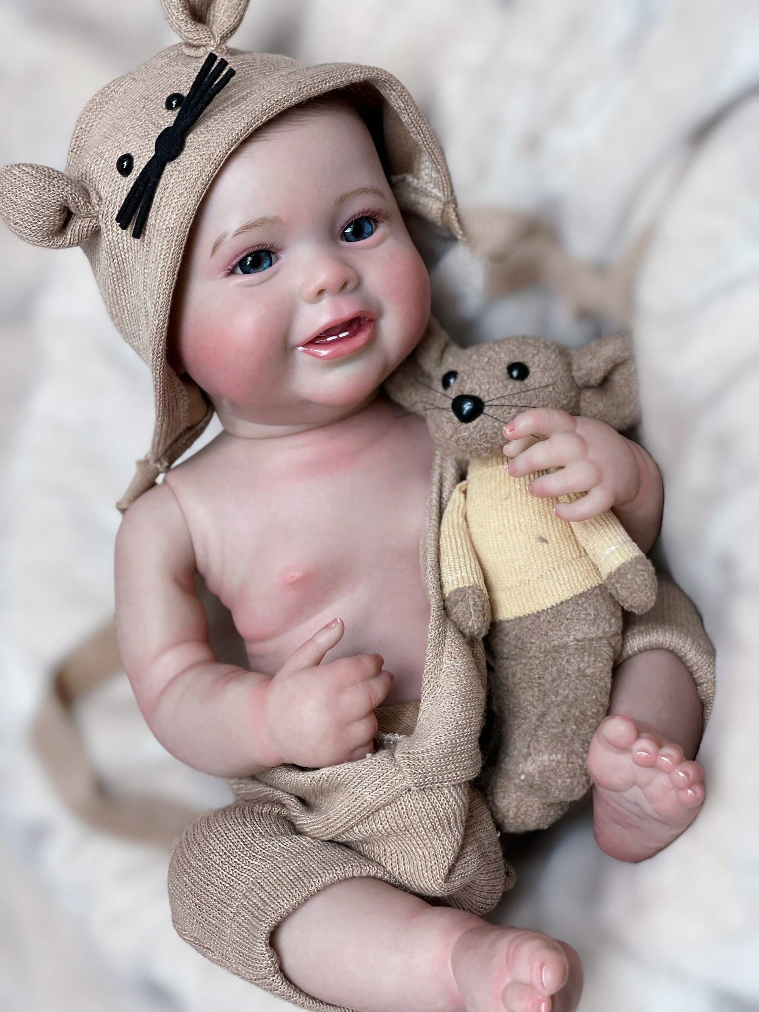 دمية رضيع ولد واقعية بطول 18 بوصة – قابلة للغسيل م...