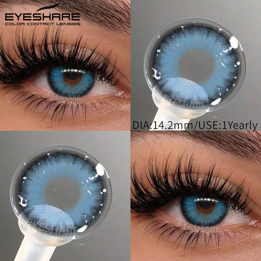 EYESHARE 1 Pair Colored Contact Lenses For Eyes Fashion Blue Contact Lenses For Brown Eyes Colored Makeup Green Contact Lenses For Gray Eyes Yearly Use- No Degree, 14.2 Mm - BALI-BLUE - 查看 1
