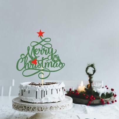 Christmas Cake Decorations - Christmas Tree, Christmas Gifts, Christmas Themed Birthday Party, Holiday Carnival Party Cake Decorations