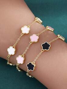 3pcs/Set Women's Fashion Clover Lucky Flower Acrylic Bead Bracelet Sets, Daily Wearable Accessories - Multicolor - View 7
