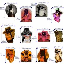 Funny Demon Cute Cat Accessories Decoration Fridge Magnet(12 Pack) Halloween Cat Cosplay Merch Accessory Party Gifts Cruise Door Room Decor  Bumper Cabinets Sticker Decal Reusable Vinyl - 惡魔可愛貓 - 查看 3
