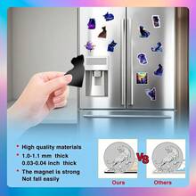 Colorful Space Galaxy Cat Accessories Decoration Fridge Magnet(12 Pack) Fun Tie Dye Merch Party Supplies Accessory Gifts Cruise Door Room Decor  Bumper Cabinets Sticker Decal Reusable - 彩色貓 - 查看 4