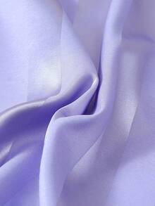 Bộ đồ ngủ 2 món bằng vải satin kẻ sọc, áo dài tay cài nút cổ cao và quần dài thắt nơ, đồ ngủ mặc ở nhà, mùa thu/đông - Màu tím  Violet - Xem 8