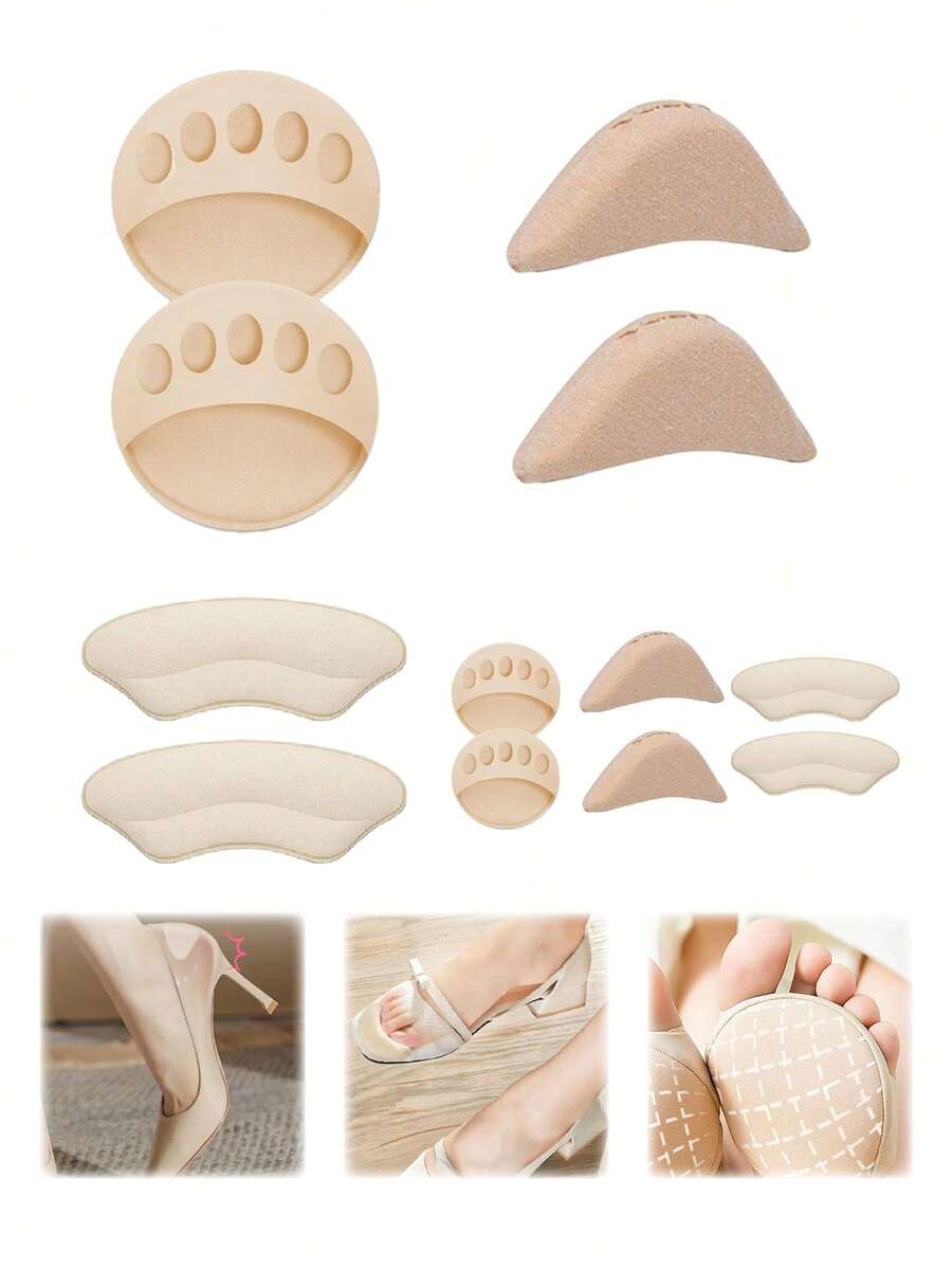 3 Pairs High Heel Pain Relief Insoles With Forefoot Cushion & Half-Length Soft Sponge Inserts For Women (3 Styles)