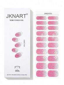 JKNART 20 piezas Pegatinas de gel de uñas semi-curado, Pegatinas de arte de uñas de gel UV, Pegatinas de uñas semi-curado, Pegatinas de gel de uñas suaves de segunda generación semi-curado que requieren curado bajo luz, Pegatinas de gel de uñas semi-curado