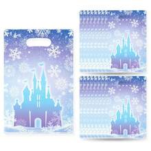 10/20/50Pcs Winter Snowflake Party Favor Bags Blue And Purple Snowflake Goodie Bags Bulk With Handles Frozen Party Gift Bags For Frozen Birthday Winter Wonderland Party Supplies Christmas Decorations - Blue - View 6