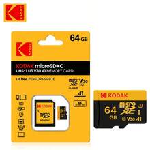 Kodak Micro SD Card U3 V30 Class10 32GB/64GB/128GB/256GB/512GB High-speed Memory Card with Card Adapter for Camera DSLR Surveillance Car Smartphone