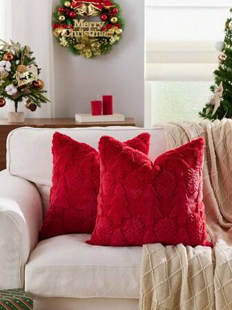 1 pezzo Federa decorativa per cuscino con albero di Natale e fiocchi di neve, in morbido velluto sul retro, copricuscino quadrato, decorazione natalizia per la casa, materiale soffice e confortevole, arredamento moderno per divano e camera da letto