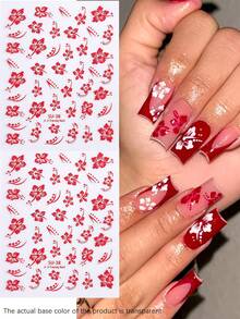 Hibiscus Flower 3D Nail Stickers Cherry Blossom Floral White/Black/Gold/Blue Florals Petal Nail Art Decals Sliders Manicure Nail Tips Decor,Y2K Star Adhesive Nail Art Supplies Decal For Women Nail Supplies DIY Manicure Decoration