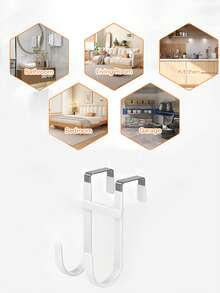 1 pièce Crochet par-dessus la porte, organisateur à double crochet robuste avec caoutchouc antidérapant pour serviettes, vêtements, chapeaux et sacs à utiliser dans la salle de bain, la chambre à coucher, la cuisine