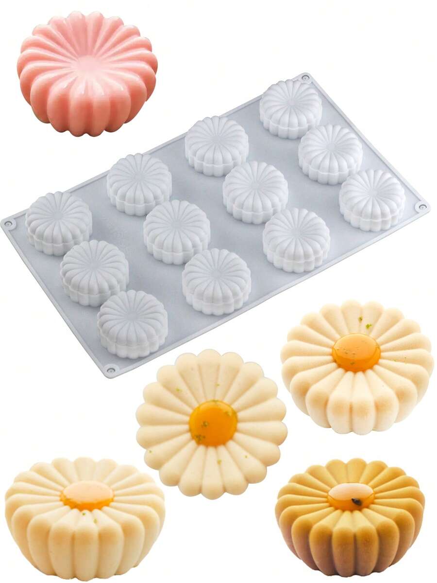 1 件花形硅胶蛋糕模具，烘焙慕斯蛋糕模具 - 白色 - 查看 1