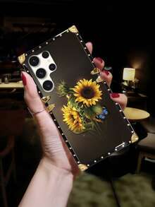 Flower 1pc Sunflower Pattern Rectangle Phone Case Compatible With Samsung Galaxy S25Ultra/S25Edge/S24+/S24 Ultra 5G/S24FE/A55 5G/A56 5G/Note20 Ultra/Note10+