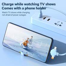 OIITH 3-In-1 Triangle Shape Design Fast Charging Charger Cable &Retractable Charging Cable, Built-In Hidden Phone Stand,TPE Charging Data Line Compatible With Iphone And More Series, High Efficiency Charge Cable Compatible With Iphone 14/13/12,Android,Compatible With Huawei/Vivo,Universal Efficient Charging Adapter