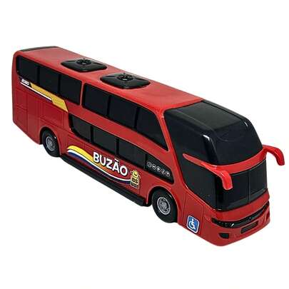 Mini Buzão 2 Andares BS Toys – Ônibus Infantil de Brinquedo com Roda Livre