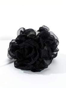 1个10厘米纯色大号网状玫瑰花发夹，甜美优雅，适合校园、派对、婚礼、度假等场合，秋冬季女性必备抓夹发饰，夏季海滩度假必备 - 黑色 - 查看 3