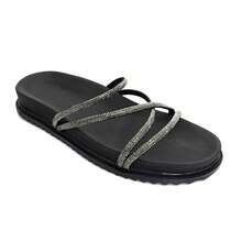 Women's  Flat Sandal Comfortable, Lightweight And Modern Everyday With Shiny Straps - màu đen - Xem 5