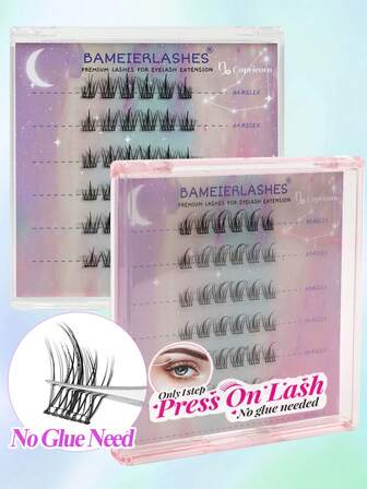 36 st. solrosfärgade, förlimmade klusterfransförlängningar, individuellt förlimmade, gör-det-själv-press-on-ögonfransförlängningar