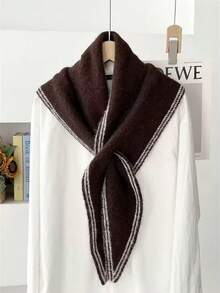 قطعة واحدة وشاح/شال مثلث من خليط الصوف المحبوك دافئ وعملي للنساء، مناسب للمواعيد والتسوق والخروجات اليومية