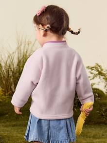 mini bala Baby Mädchen Farbblock Fleecejacke Anti-Statisch Weich Warm Stickerei Gemütlich Oberteil