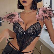 Damen künstliche Federn Schulter Abzeichen Schulterriemen Flügel Dekoration Punk Halloween Gothic Karneval Mode Accessoires - Verschiedenfarbig - Übersicht 9