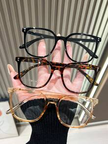 1/3 Pairs Square Full-Frame Non-Prescription Computer Glasses, Fashion Accessory, Suitable For Daily Wear, Parties And Streetwear - Multicolor - View 8