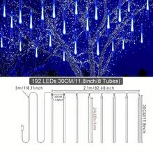 Cadena de luces LED en forma de lluvia de meteoritos alimentada por USB, decoración navideña para exteriores, perfecta para Navidad, Halloween, bodas, fiestas de cumpleaños - Adecuada para patios, jardines, calles, iluminación festiva, decoración de bodas, iluminación decorativa, iluminación eficiente, luces resistentes a la intemperie, luces de múltiples tubos, decoradores del hogar, organizadores de eventos