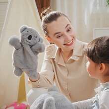 HOMCOM Kids Toddler Rocking Horse Plush Ride On Koala Rocker Wooden Base Seat Ty Belt W/ Gloved Doll Toy For 18-36 Months Grey - Grey - View 7