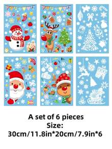 1 set autocolante de Crăciun pentru fereastră, autocolante detașabile statice pentru ferestre, decorațiuni de Crăciun pentru petreceri de sărbători în interior, decor pentru casă, decor pentru ferestre, decorațiuni de Crăciun, diverse stiluri