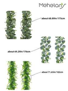 1Pc Artificial Eucalyptus Garland, Simulation Green Leaf Garland With Imitation Silver Gypsophila Artificial Flowers, Eucalyptus Leaves, Artificial Vines For Dining Table, Home, Wedding, Mantel, Party Centerpiece Decoration Garden, Swing, Table Runner, Window Sill Indoor And Outdoor Decoration, For Wall Decor, Arch Backdrop Artificial Hanging Plant