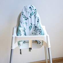 Almofada para encosto de cadeira alta de bebê, 1 peça, estampa de cavalo e girafa de madeira, design de espessura ajustável, assento confortável, instalação portátil, serve para várias cadeiras altas, adequada para a hora das refeições do bebê