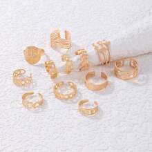 30pcs/Pack Minimalist Heart & Leaf Design Rings Set, Elegant Versatile Mixed Styles Open Rings, Suitable For Party, Wedding, Daily Wear, Fashion Jewelry Gift, Random Assortment - Multicolor - View 6
