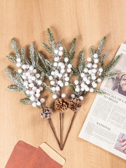 1/3/5/100PCS 17.71in Artificial Christmas Picks - Assorted Red Berry Picks, Faux Pine Picks Spray With Pinecones & Holly Leaves For Stunning Floral Arrangement & Wreath Winter Holiday Season Decor, Balcony Decor, Porch Decor, Fall Flowers, Fall Room Decor, Christmas>Decor, Halloween Outdoor Decorations, Kitchen Accessories, Back To School, Bathroom Accessories, University Essentials, Christmas Gift, Garden Furniture, Bridesmaid Gifts