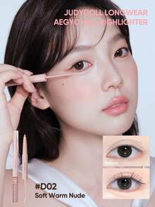 JUDYDOLL Double Under Eyeliner, Dual-Ended Concealer Pen, Eye Shadow Highlighter & Contour 2-In-1 Pearlescent Glitter Waterproof Makeup For Beginners - D02 Soft Warm Nude - View 1