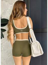 Conjunto Esportivo Feminino Academia Top e Shorts Fitness Moda Fitness Top e Shorts Conjunto